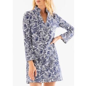Mahi Gold Mahi Tunic Dress Women Small Blue Secret Garden Floral Resort Vacation